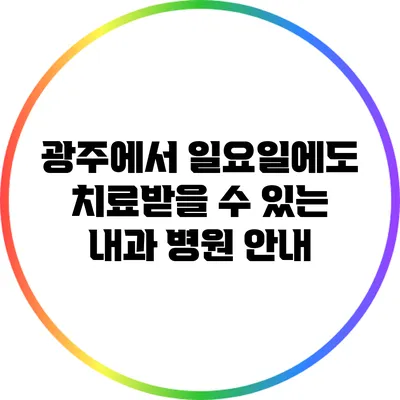 광주에서 일요일에도 치료받을 수 있는 내과 병원 안내
