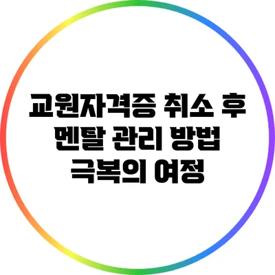 교원자격증 취소 후 멘탈 관리 방법: 극복의 여정
