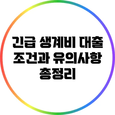 긴급 생계비 대출: 조건과 유의사항 총정리