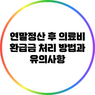 연말정산 후 의료비 환급금 처리 방법과 유의사항