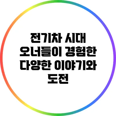 전기차 시대: 오너들이 경험한 다양한 이야기와 도전