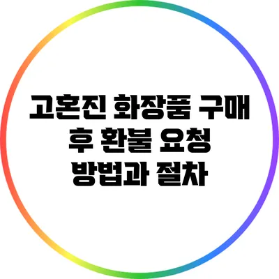고혼진 화장품 구매 후 환불 요청 방법과 절차