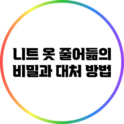 니트 옷 줄어듦의 비밀과 대처 방법