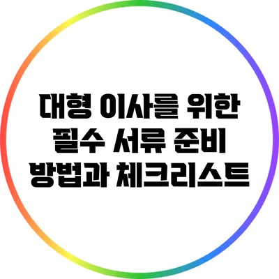 대형 이사를 위한 필수 서류 준비 방법과 체크리스트