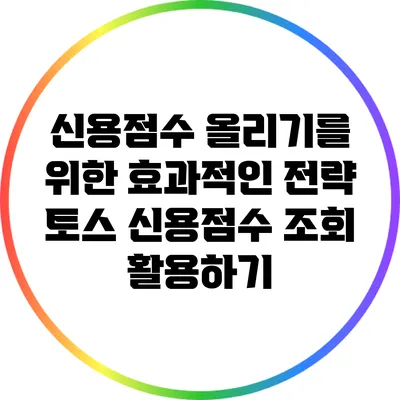 신용점수 올리기를 위한 효과적인 전략: 토스 신용점수 조회 활용하기