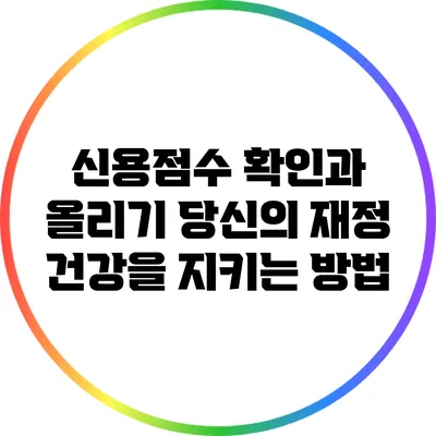 신용점수 확인과 올리기: 당신의 재정 건강을 지키는 방법