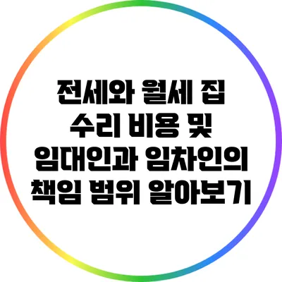 전세와 월세: 집 수리 비용 및 임대인과 임차인의 책임 범위 알아보기