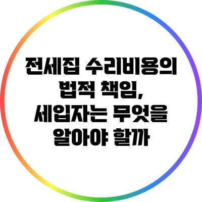 전세집 수리비용의 법적 책임, 세입자는 무엇을 알아야 할까?