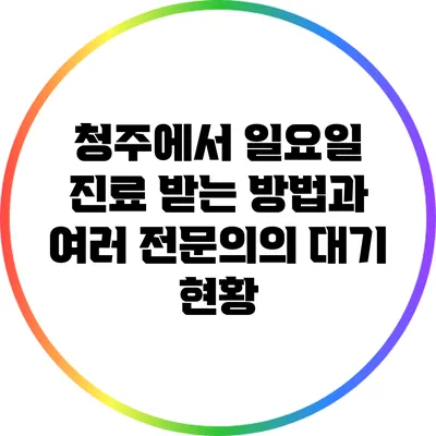 청주에서 일요일 진료 받는 방법과 여러 전문의의 대기 현황