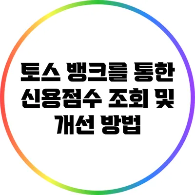 토스 뱅크를 통한 신용점수 조회 및 개선 방법