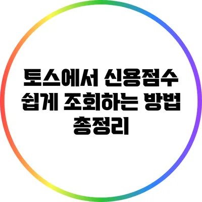 토스에서 신용점수 쉽게 조회하는 방법 총정리