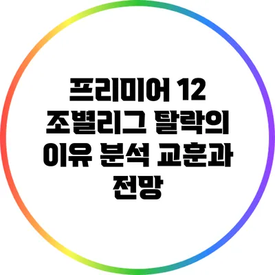 프리미어 12 조별리그 탈락의 이유 분석: 교훈과 전망