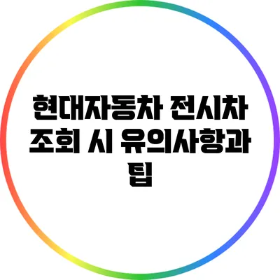 현대자동차 전시차 조회 시 유의사항과 팁