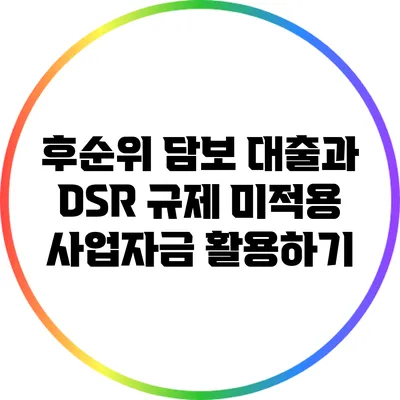 후순위 담보 대출과 DSR 규제 미적용 사업자금 활용하기