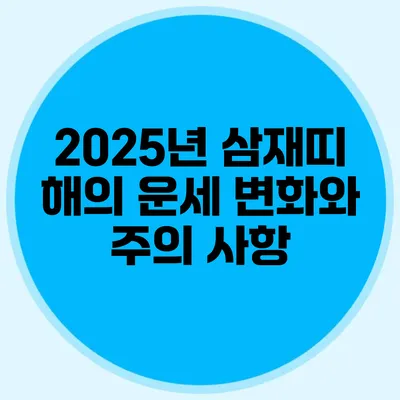 2025년 삼재띠 해의 운세 변화와 주의 사항