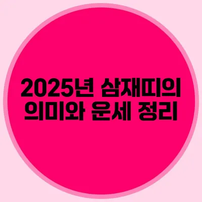 2025년 삼재띠의 의미와 운세 정리