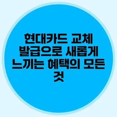 현대카드 교체 발급으로 새롭게 느끼는 혜택의 모든 것