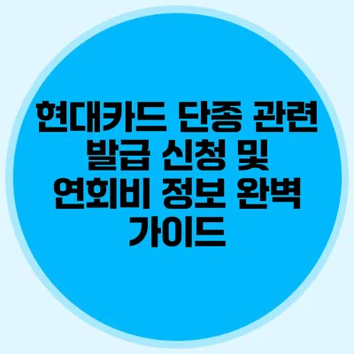 현대카드 단종 관련 발급 신청 및 연회비 정보 완벽 가이드