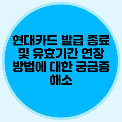 현대카드 발급 종료 및 유효기간 연장 방법에 대한 궁금증 해소