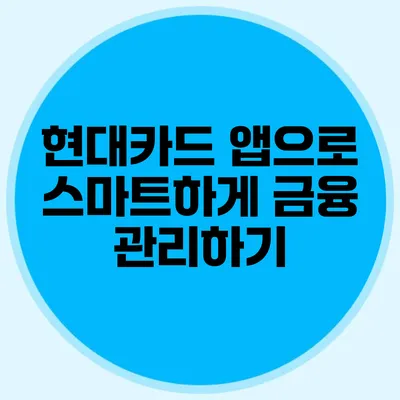 현대카드 앱으로 스마트하게 금융 관리하기