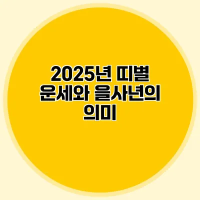 2025년 띠별 운세와 을사년의 의미