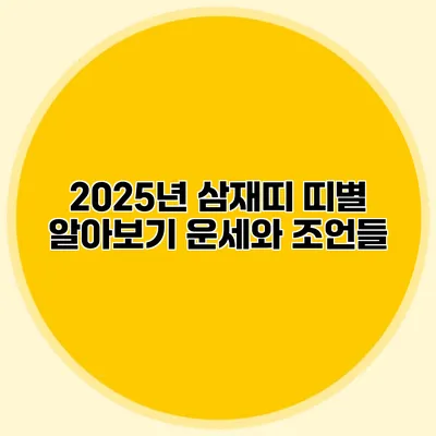 2025년 삼재띠 띠별 알아보기: 운세와 조언들