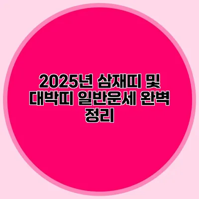 2025년 삼재띠 및 대박띠 일반운세 완벽 정리