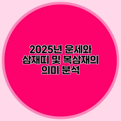 2025년 운세와 삼재띠 및 복삼재의 의미 분석