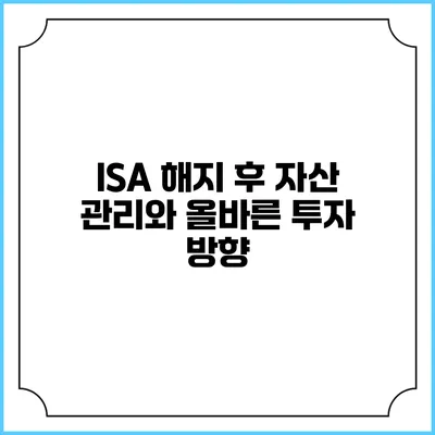 ISA 해지 후 자산 관리와 올바른 투자 방향