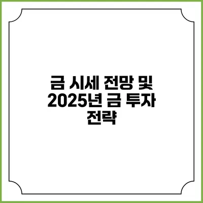 금 시세 전망 및 2025년 금 투자 전략