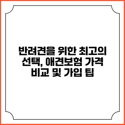반려견을 위한 최고의 선택, 애견보험 가격 비교 및 가입 팁