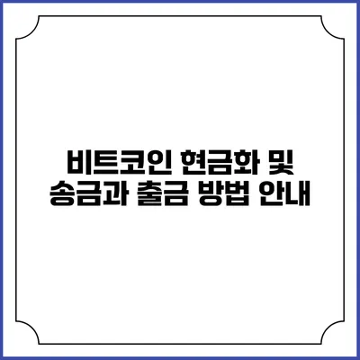 비트코인 현금화 및 송금과 출금 방법 안내