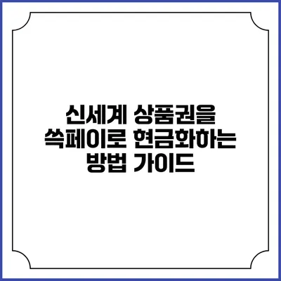 신세계 상품권을 쓱페이로 현금화하는 방법 가이드