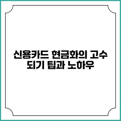 신용카드 현금화의 고수 되기: 팁과 노하우