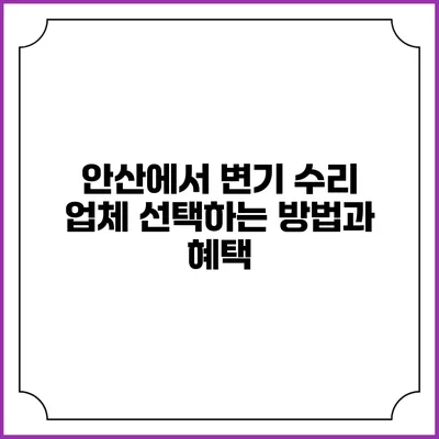 안산에서 변기 수리 업체 선택하는 방법과 혜택