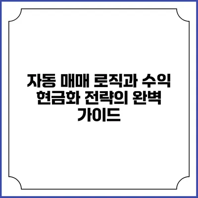 자동 매매 로직과 수익 현금화 전략의 완벽 가이드