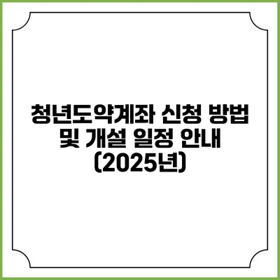 청년도약계좌 신청 방법 및 개설 일정 안내 (2025년)