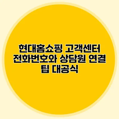 현대홈쇼핑 고객센터 전화번호와 상담원 연결 팁 대공식