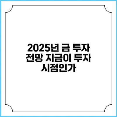 2025년 금 투자 전망: 지금이 투자 시점인가?
