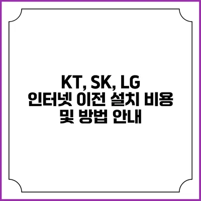KT, SK, LG 인터넷 이전 설치 비용 및 방법 안내