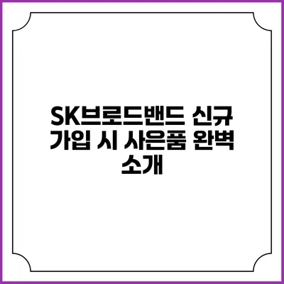SK브로드밴드 신규 가입 시 사은품 완벽 소개
