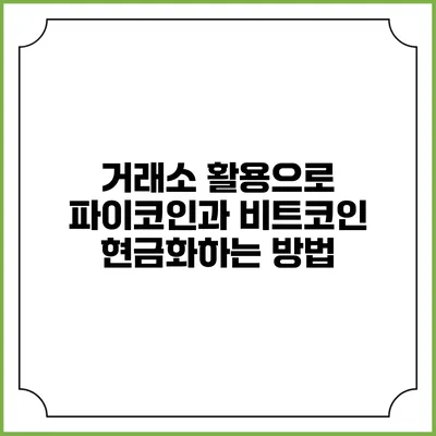 거래소 활용으로 파이코인과 비트코인 현금화하는 방법