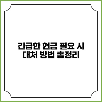 긴급한 현금 필요 시 대처 방법 총정리
