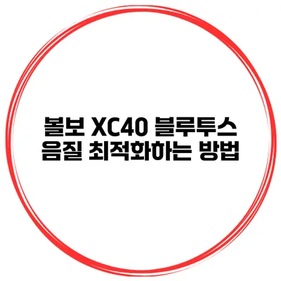 볼보 XC40 블루투스 음질 최적화하는 방법