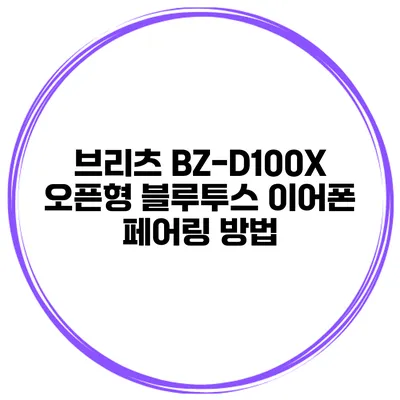 브리츠 BZ-D100X 오픈형 블루투스 이어폰 페어링 방법