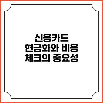 신용카드 현금화와 비용 체크의 중요성
