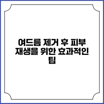 여드름 제거 후 피부 재생을 위한 효과적인 팁