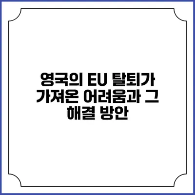 영국의 EU 탈퇴가 가져온 어려움과 그 해결 방안