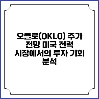 오클로(OKLO) 주가 전망: 미국 전력 시장에서의 투자 기회 분석