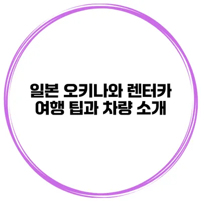 일본 오키나와 렌터카 여행 팁과 차량 소개